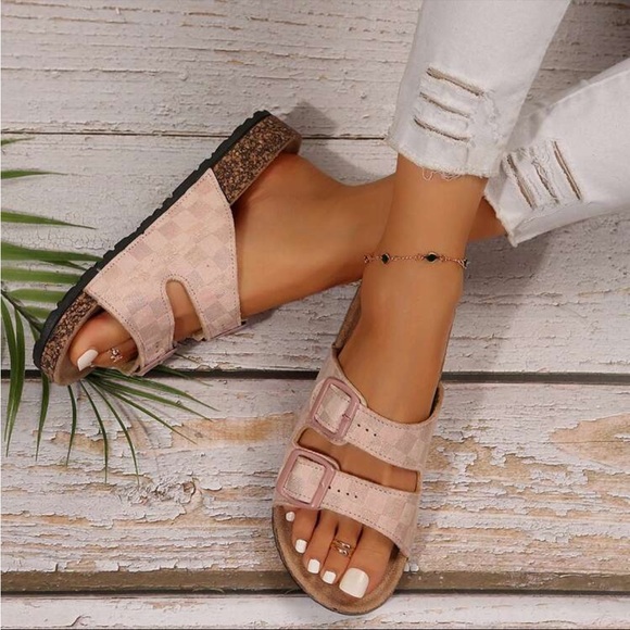 Checkered buckle Sandal - pink - Picture 4 of 6